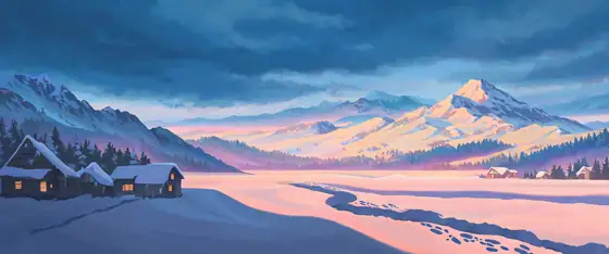 Snowy Mountain Village lofi wallpaper snowy mountain village 1109350622