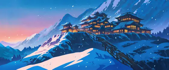 Snowy Mountain Village lofi wallpaper snowy mountain village 1350073875
