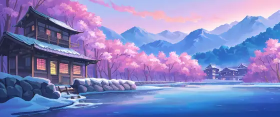 Snowy Mountain Village lofi wallpaper snowy mountain village 1764169643