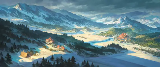 Snowy Mountain Village lofi wallpaper snowy mountain village 1772600389
