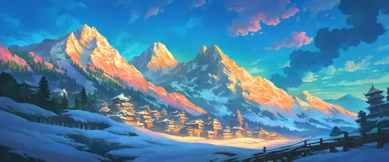 Snowy Mountain Village lofi wallpaper snowy mountain village 1826239662